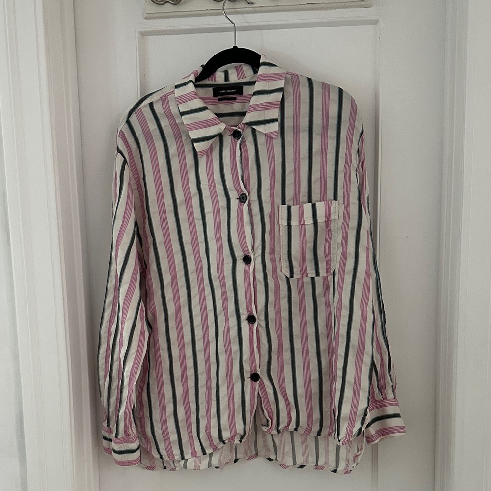 Isabel Marant Pink and Black Striped Shirt